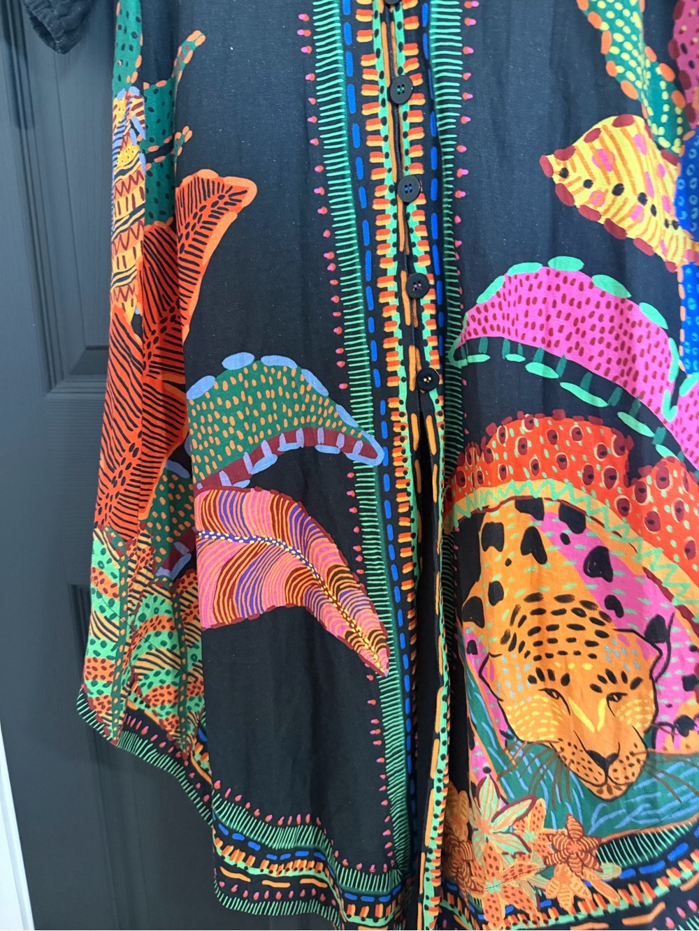 FARM Rio Black Cool Leopards Maxi Dress with Multicolor Tropical Print - Picture 7 of 16